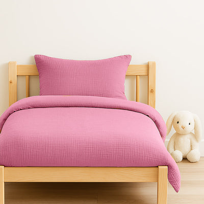 housse de couette en coton rose papate bébé 100x140