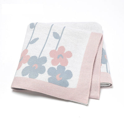 Knitted Beautiful Flower Soft Baby Blanket, Perfect For Newborn Boys And Girls-1